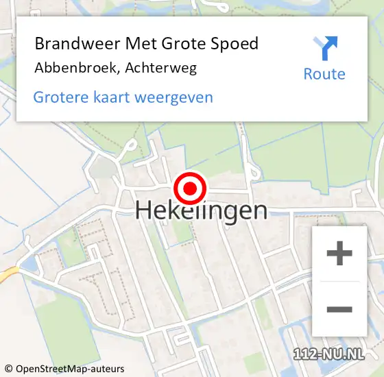 Locatie op kaart van de 112 melding: Brandweer Met Grote Spoed Naar Abbenbroek, Achterweg op 4 oktober 2022 12:13