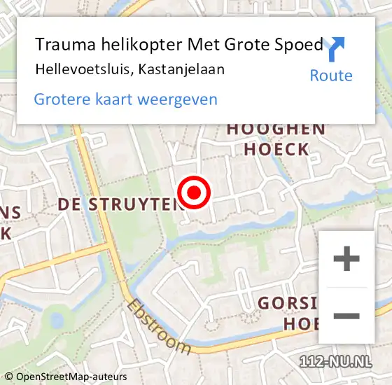 Locatie op kaart van de 112 melding: Trauma helikopter Met Grote Spoed Naar Hellevoetsluis, Kastanjelaan op 4 oktober 2022 12:34