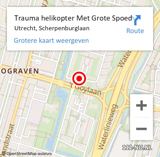 Locatie op kaart van de 112 melding: Trauma helikopter Met Grote Spoed Naar Utrecht, Scherpenburglaan op 4 oktober 2022 12:35