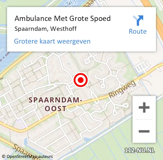 Locatie op kaart van de 112 melding: Ambulance Met Grote Spoed Naar Spaarndam, Westhoff op 4 oktober 2022 12:40