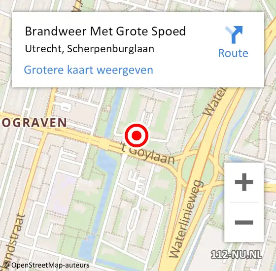 Locatie op kaart van de 112 melding: Brandweer Met Grote Spoed Naar Utrecht, Scherpenburglaan op 4 oktober 2022 12:45