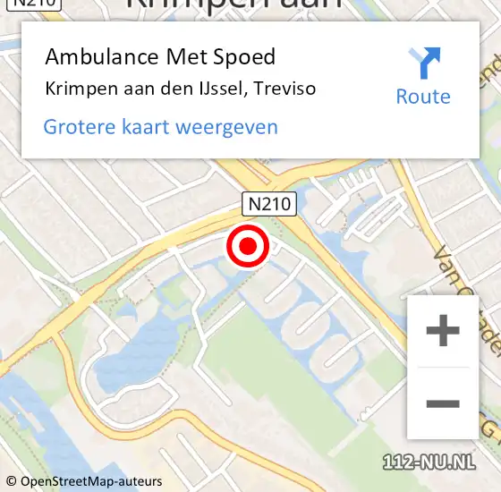 Locatie op kaart van de 112 melding: Ambulance Met Spoed Naar Krimpen aan den IJssel, Treviso op 4 oktober 2022 12:58