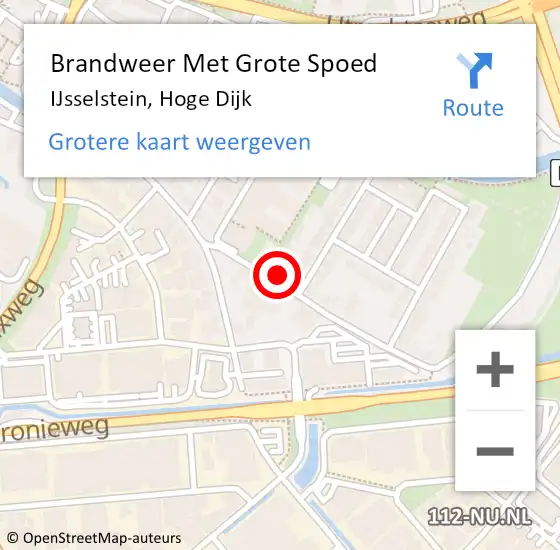 Locatie op kaart van de 112 melding: Brandweer Met Grote Spoed Naar IJsselstein, Hoge Dijk op 4 oktober 2022 13:05