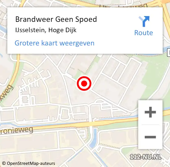 Locatie op kaart van de 112 melding: Brandweer Geen Spoed Naar IJsselstein, Hoge Dijk op 4 oktober 2022 13:06