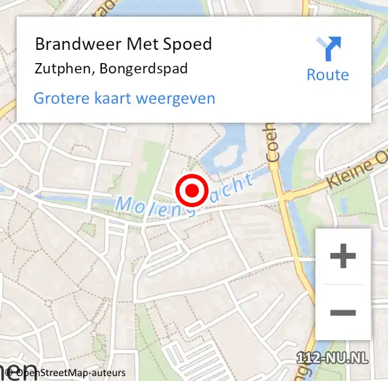 Locatie op kaart van de 112 melding: Brandweer Met Spoed Naar Zutphen, Bongerdspad op 4 oktober 2022 13:22