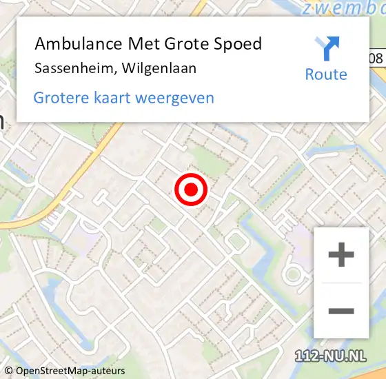 Locatie op kaart van de 112 melding: Ambulance Met Grote Spoed Naar Sassenheim, Wilgenlaan op 4 oktober 2022 13:29