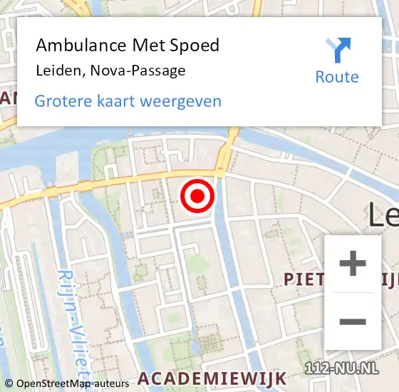 Locatie op kaart van de 112 melding: Ambulance Met Spoed Naar Leiden, Nova-Passage op 4 oktober 2022 13:43