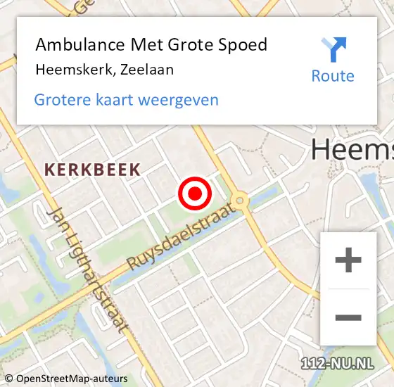 Locatie op kaart van de 112 melding: Ambulance Met Grote Spoed Naar Heemskerk, Zeelaan op 4 oktober 2022 14:02