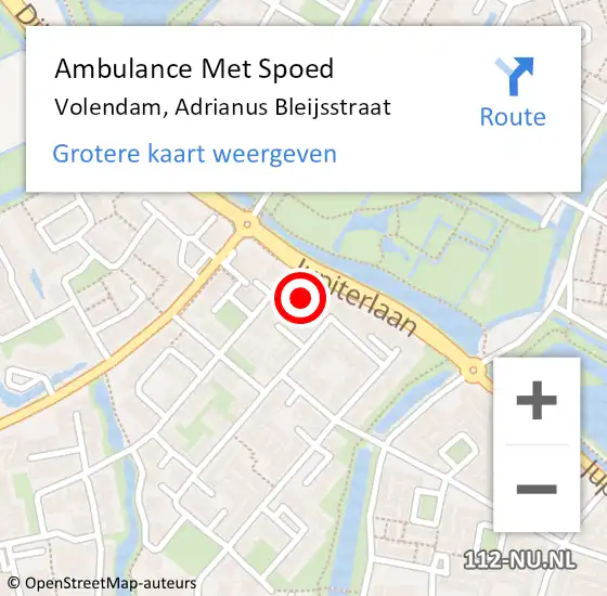 Locatie op kaart van de 112 melding: Ambulance Met Spoed Naar Volendam, Adrianus Bleijsstraat op 4 oktober 2022 14:13