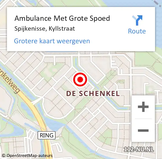 Locatie op kaart van de 112 melding: Ambulance Met Grote Spoed Naar Spijkenisse, Kyllstraat op 4 oktober 2022 14:30