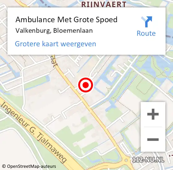 Locatie op kaart van de 112 melding: Ambulance Met Grote Spoed Naar Valkenburg, Bloemenlaan op 4 oktober 2022 14:34