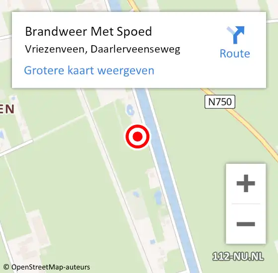 Locatie op kaart van de 112 melding: Brandweer Met Spoed Naar Vriezenveen, Daarlerveenseweg op 4 oktober 2022 14:39