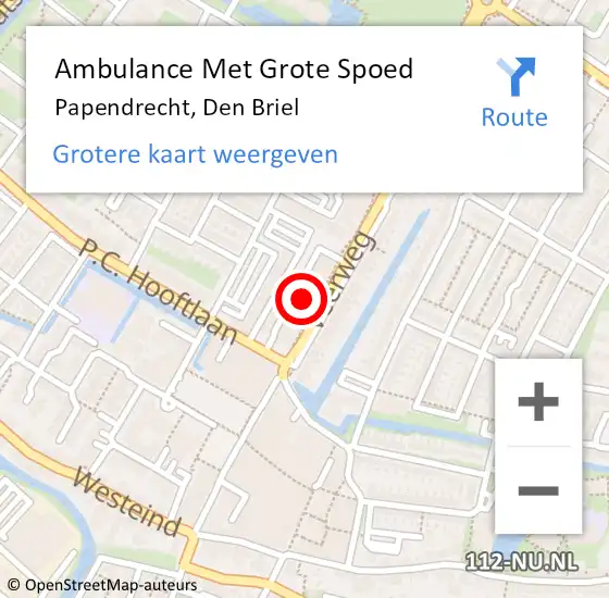 Locatie op kaart van de 112 melding: Ambulance Met Grote Spoed Naar Papendrecht, Den Briel op 4 oktober 2022 15:18