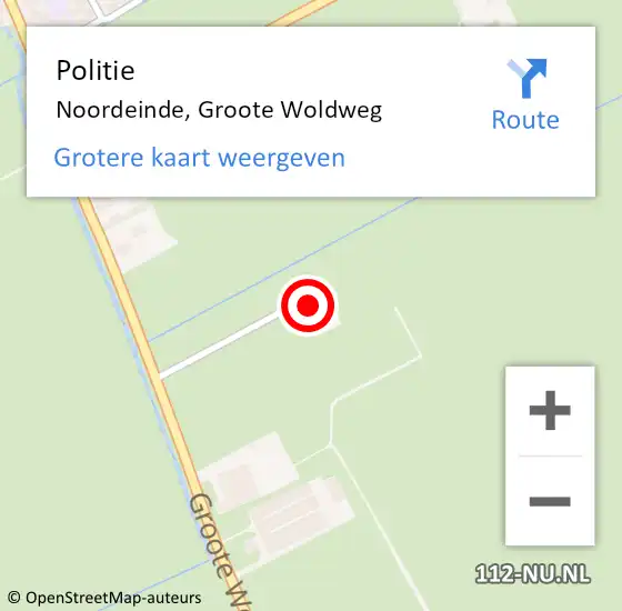 Locatie op kaart van de 112 melding: Politie Noordeinde, Groote Woldweg op 4 oktober 2022 15:25