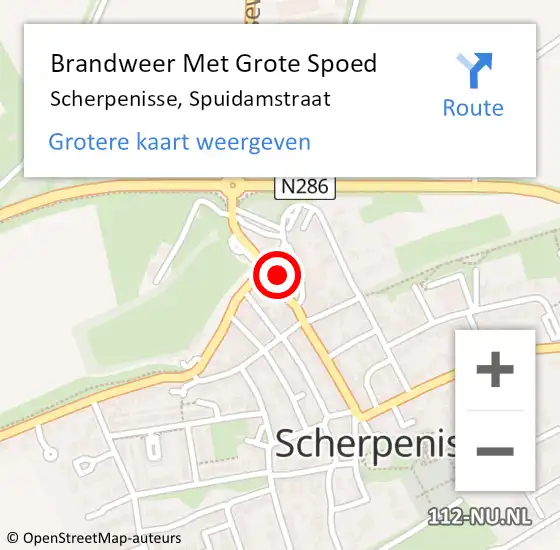 Locatie op kaart van de 112 melding: Brandweer Met Grote Spoed Naar Scherpenisse, Spuidamstraat op 4 oktober 2022 15:44