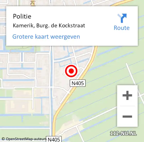 Locatie op kaart van de 112 melding: Politie Kamerik, Burg. de Kockstraat op 4 oktober 2022 15:48
