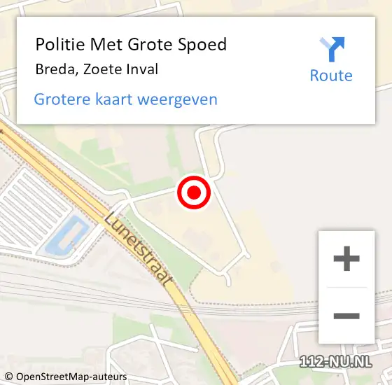 Locatie op kaart van de 112 melding: Politie Met Grote Spoed Naar Breda, Zoete Inval op 4 oktober 2022 15:51