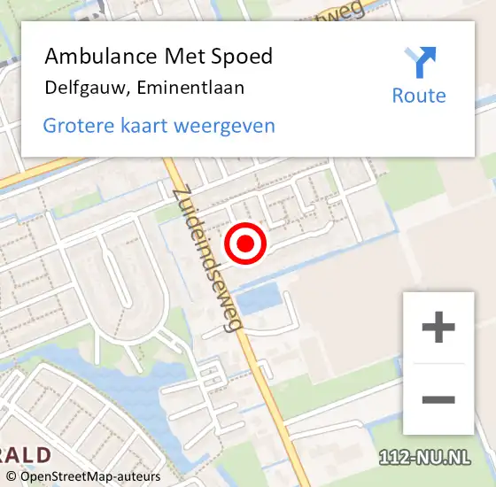 Locatie op kaart van de 112 melding: Ambulance Met Spoed Naar Delfgauw, Eminentlaan op 4 oktober 2022 15:56