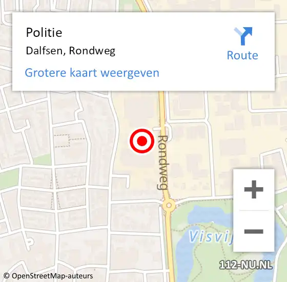 Locatie op kaart van de 112 melding: Politie Dalfsen, Rondweg op 4 oktober 2022 16:19