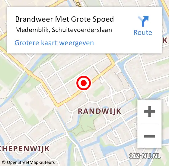 Locatie op kaart van de 112 melding: Brandweer Met Grote Spoed Naar Medemblik, Schuitevoerderslaan op 4 oktober 2022 16:27