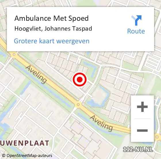 Locatie op kaart van de 112 melding: Ambulance Met Spoed Naar Hoogvliet, Johannes Taspad op 4 oktober 2022 16:28