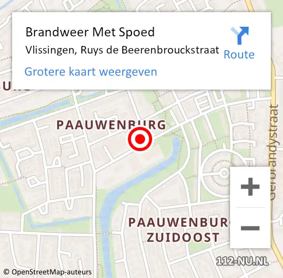 Locatie op kaart van de 112 melding: Brandweer Met Spoed Naar Vlissingen, Ruys de Beerenbrouckstraat op 4 oktober 2022 16:49