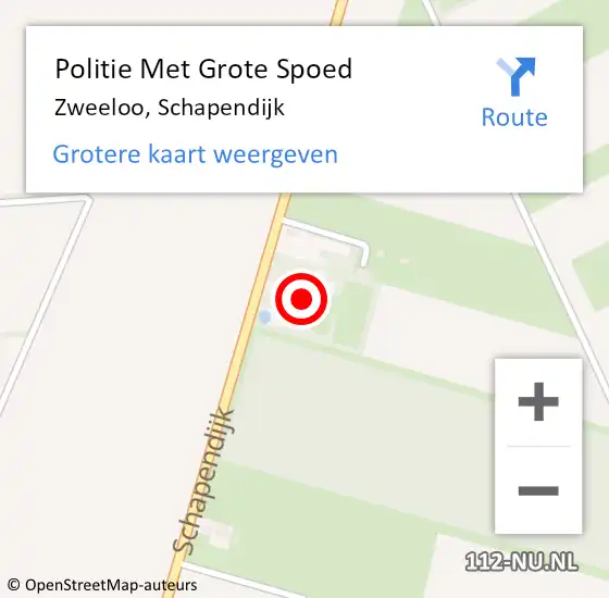 Locatie op kaart van de 112 melding: Politie Met Grote Spoed Naar Zweeloo, Schapendijk op 4 oktober 2022 17:04