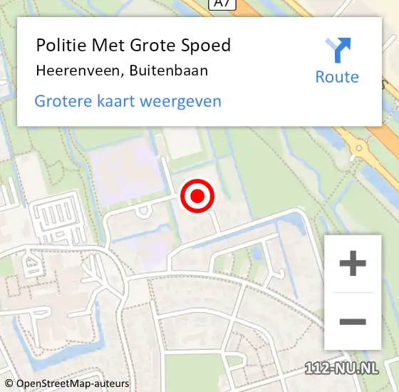 Locatie op kaart van de 112 melding: Politie Met Grote Spoed Naar Heerenveen, Buitenbaan op 4 oktober 2022 17:25