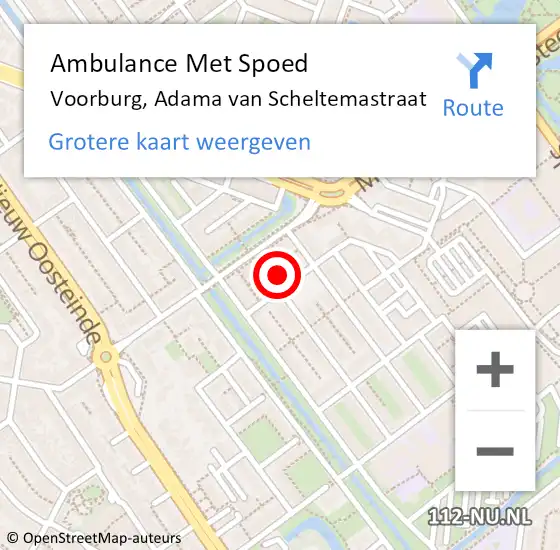 Locatie op kaart van de 112 melding: Ambulance Met Spoed Naar Voorburg, Adama van Scheltemastraat op 4 oktober 2022 17:39