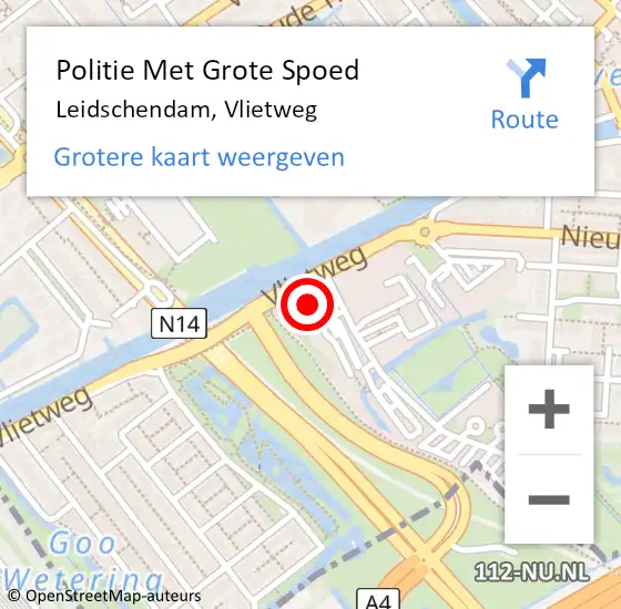 Locatie op kaart van de 112 melding: Politie Met Grote Spoed Naar Leidschendam, Vlietweg op 4 oktober 2022 17:42