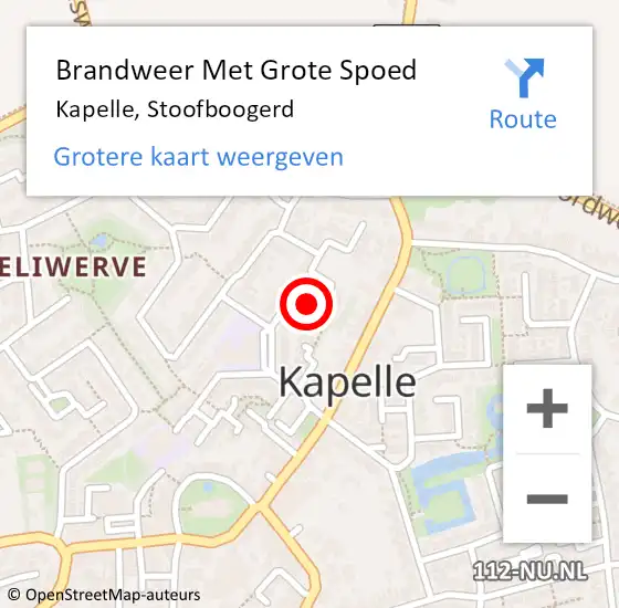 Locatie op kaart van de 112 melding: Brandweer Met Grote Spoed Naar Kapelle, Stoofboogerd op 4 oktober 2022 17:44