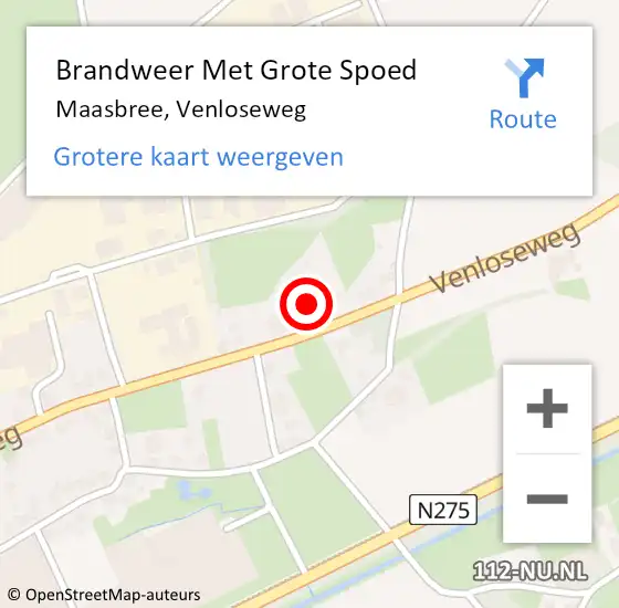 Locatie op kaart van de 112 melding: Brandweer Met Grote Spoed Naar Maasbree, Venloseweg op 4 oktober 2022 18:18