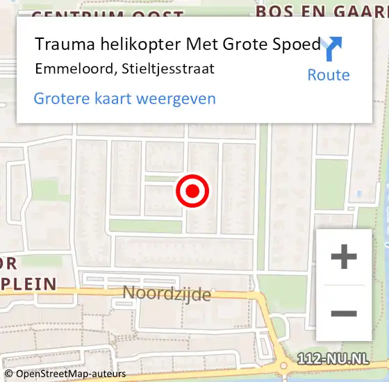 Locatie op kaart van de 112 melding: Trauma helikopter Met Grote Spoed Naar Emmeloord, Stieltjesstraat op 4 oktober 2022 18:27