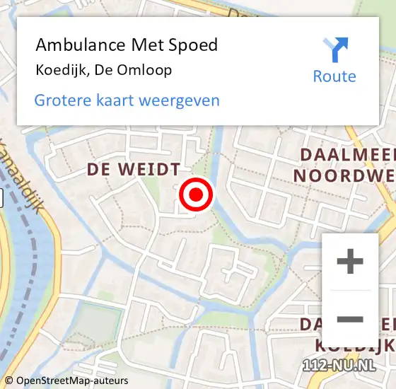 Locatie op kaart van de 112 melding: Ambulance Met Spoed Naar Koedijk, De Omloop op 4 oktober 2022 18:32