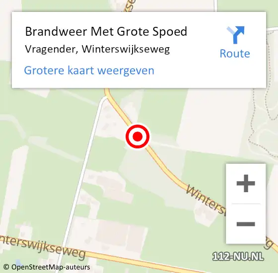 Locatie op kaart van de 112 melding: Brandweer Met Grote Spoed Naar Vragender, Winterswijkseweg op 31 juli 2014 12:47