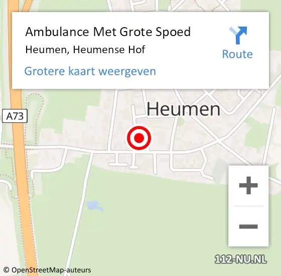 Locatie op kaart van de 112 melding: Ambulance Met Grote Spoed Naar Heumen, Heumense Hof op 4 oktober 2022 19:07