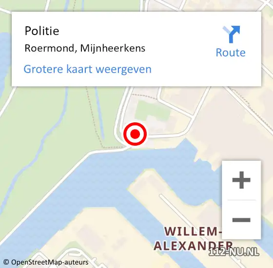 Locatie op kaart van de 112 melding: Politie Roermond, Mijnheerkens op 4 oktober 2022 19:12