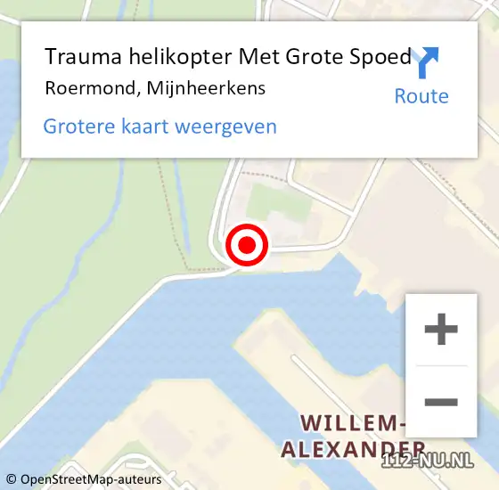 Locatie op kaart van de 112 melding: Trauma helikopter Met Grote Spoed Naar Roermond, Mijnheerkens op 4 oktober 2022 19:14