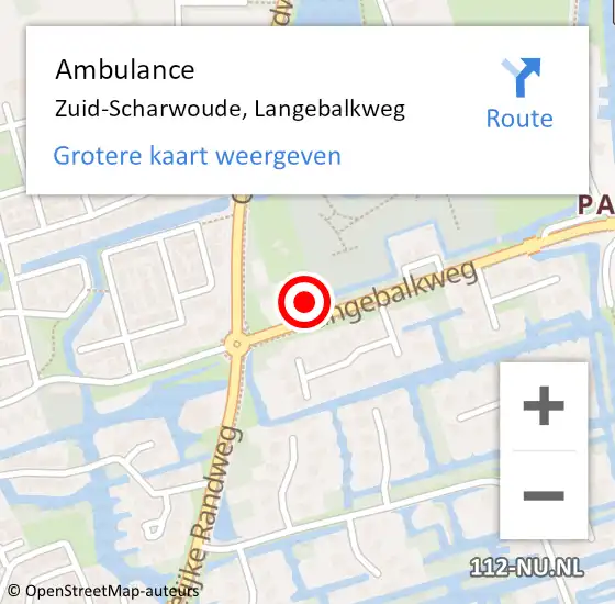 Locatie op kaart van de 112 melding: Ambulance Zuid-Scharwoude, Langebalkweg op 4 oktober 2022 19:32