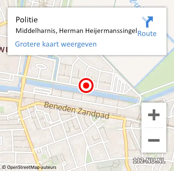 Locatie op kaart van de 112 melding: Politie Middelharnis, Herman Heijermanssingel op 4 oktober 2022 21:07