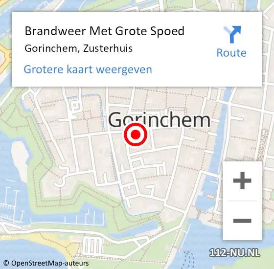 Locatie op kaart van de 112 melding: Brandweer Met Grote Spoed Naar Gorinchem, Zusterhuis op 4 oktober 2022 21:30