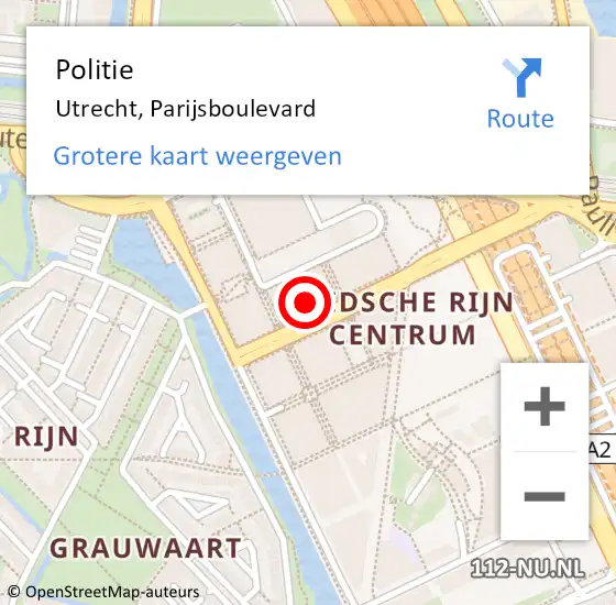 Locatie op kaart van de 112 melding: Politie Utrecht, Parijsboulevard op 4 oktober 2022 21:54