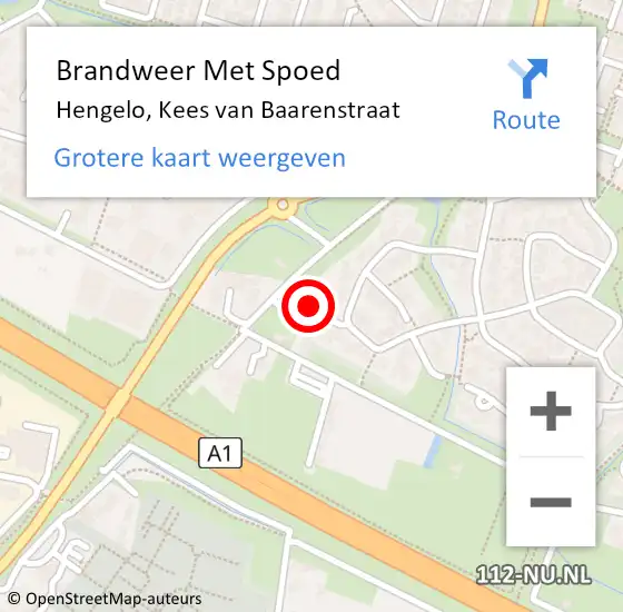 Locatie op kaart van de 112 melding: Brandweer Met Spoed Naar Hengelo, Kees van Baarenstraat op 4 oktober 2022 22:26