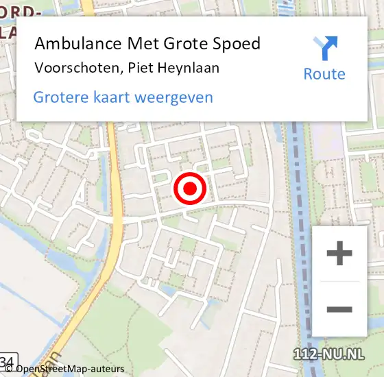 Locatie op kaart van de 112 melding: Ambulance Met Grote Spoed Naar Voorschoten, Piet Heynlaan op 4 oktober 2022 22:34