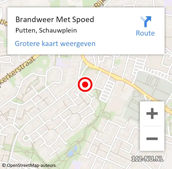 Locatie op kaart van de 112 melding: Brandweer Met Spoed Naar Putten, Schauwplein op 5 oktober 2022 00:13