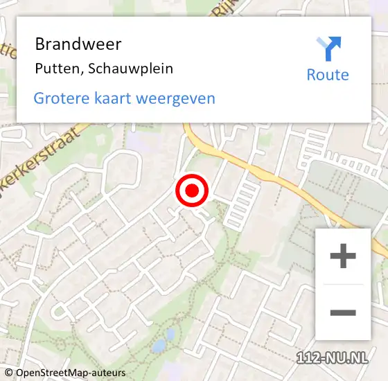 Locatie op kaart van de 112 melding: Brandweer Putten, Schauwplein op 5 oktober 2022 00:15