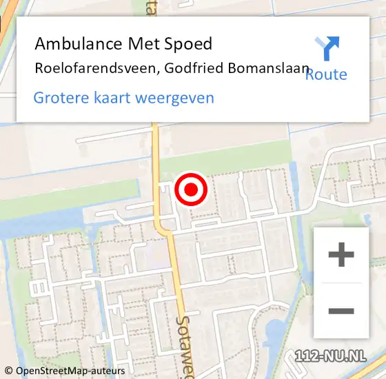 Locatie op kaart van de 112 melding: Ambulance Met Spoed Naar Roelofarendsveen, Godfried Bomanslaan op 5 oktober 2022 00:38