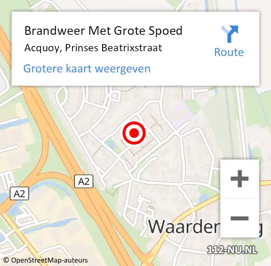 Locatie op kaart van de 112 melding: Brandweer Met Grote Spoed Naar Acquoy, Prinses Beatrixstraat op 5 oktober 2022 00:51