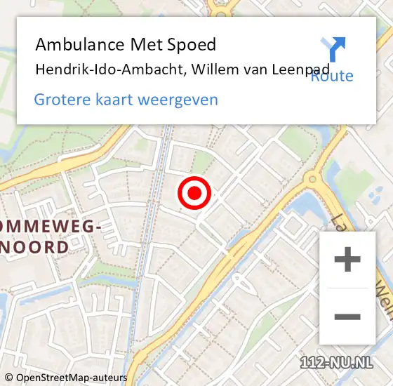 Locatie op kaart van de 112 melding: Ambulance Met Spoed Naar Hendrik-Ido-Ambacht, Willem van Leenpad op 5 oktober 2022 00:59