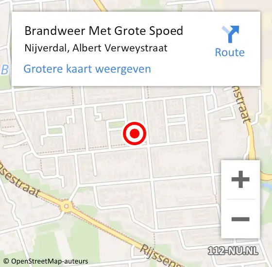 Locatie op kaart van de 112 melding: Brandweer Met Grote Spoed Naar Nijverdal, Albert Verweystraat op 5 oktober 2022 01:07
